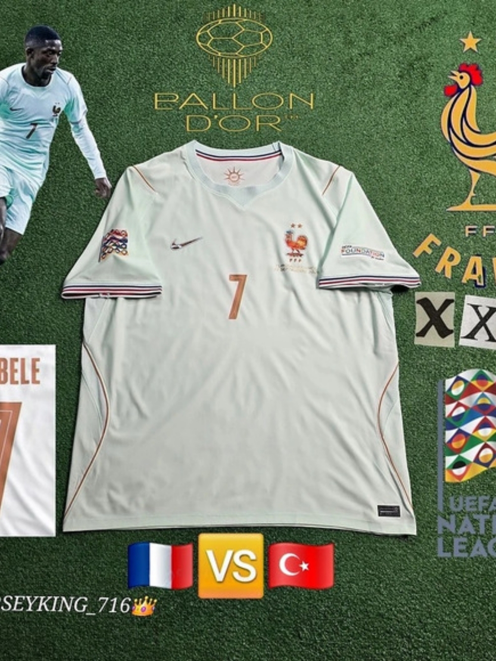 Nike France FFF Ousmane Dembele #7 2026 Nations League Away Jersey Vs Turkey XXL